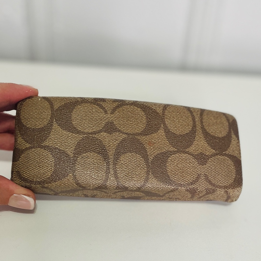 Coach Tan and Brown Signature Glasses Case